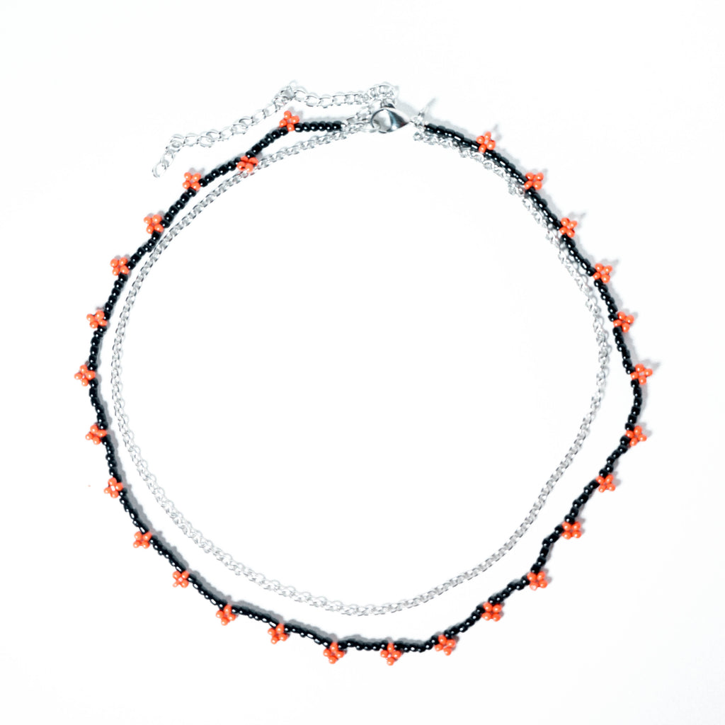 Flowers and chain necklace